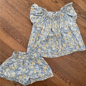 Blue Floral Girls Busy Bees Top and Shorts Set - Size 3